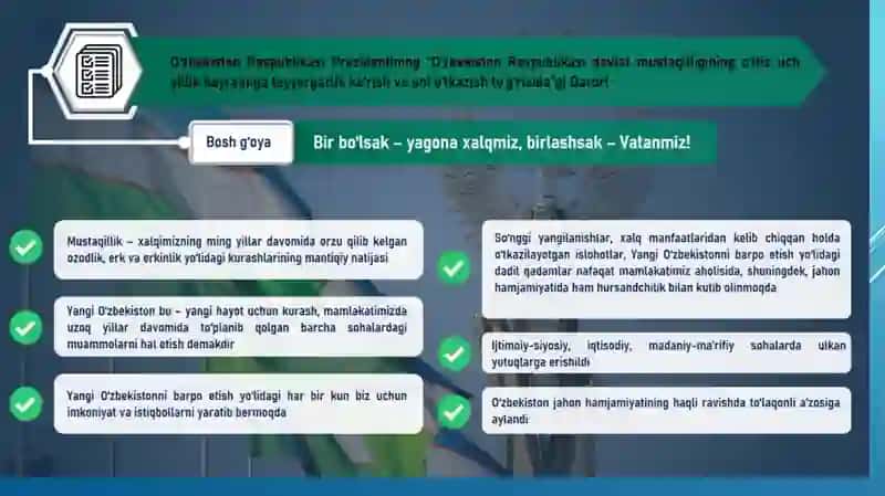BIR BO‘LSAK – YAGONA XALQMIZ, BIRLAShSAK – VATANMIZ !. 2