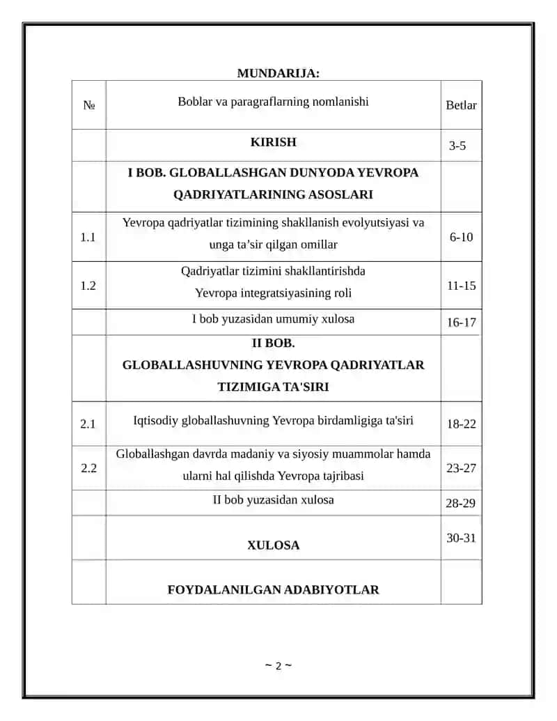 GLOBALLASHUV YEVROPA QADRIYATLAR TIZIMING YANGI BOSQICHI SIFATIDA 2