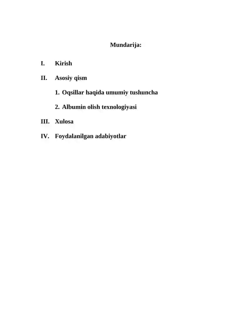 Albumin ajratib olishning texnologiyasi 2