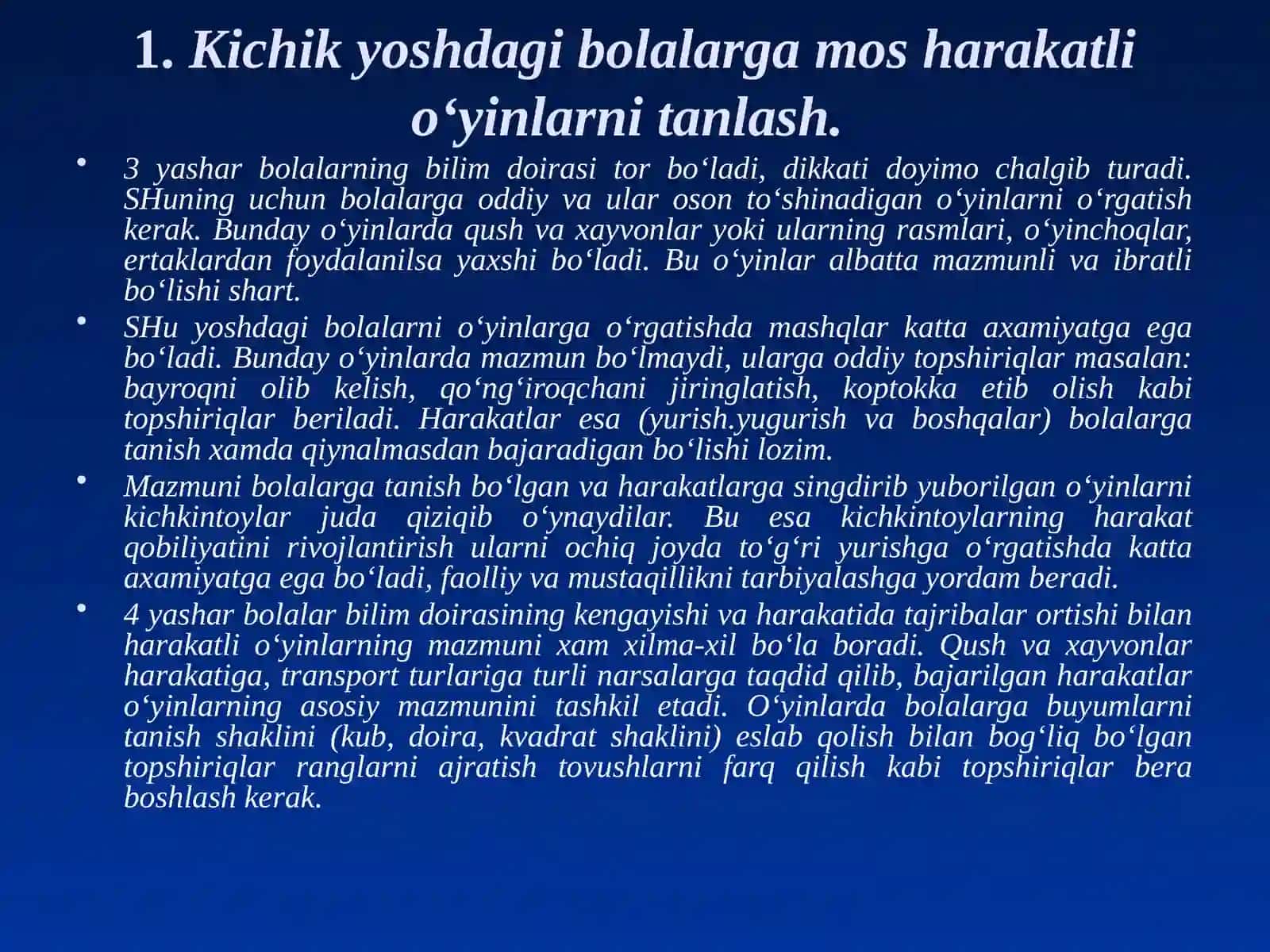 Harakatli o‘yinlarni tanlash metodikasi 2
