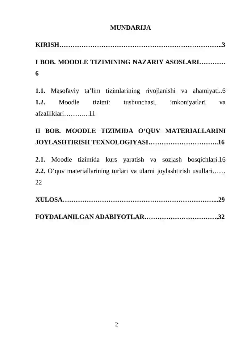 “MOODLE TIZIMIDA O‘QUV MATERIALLARINI JOYLASHTIRISH” 2