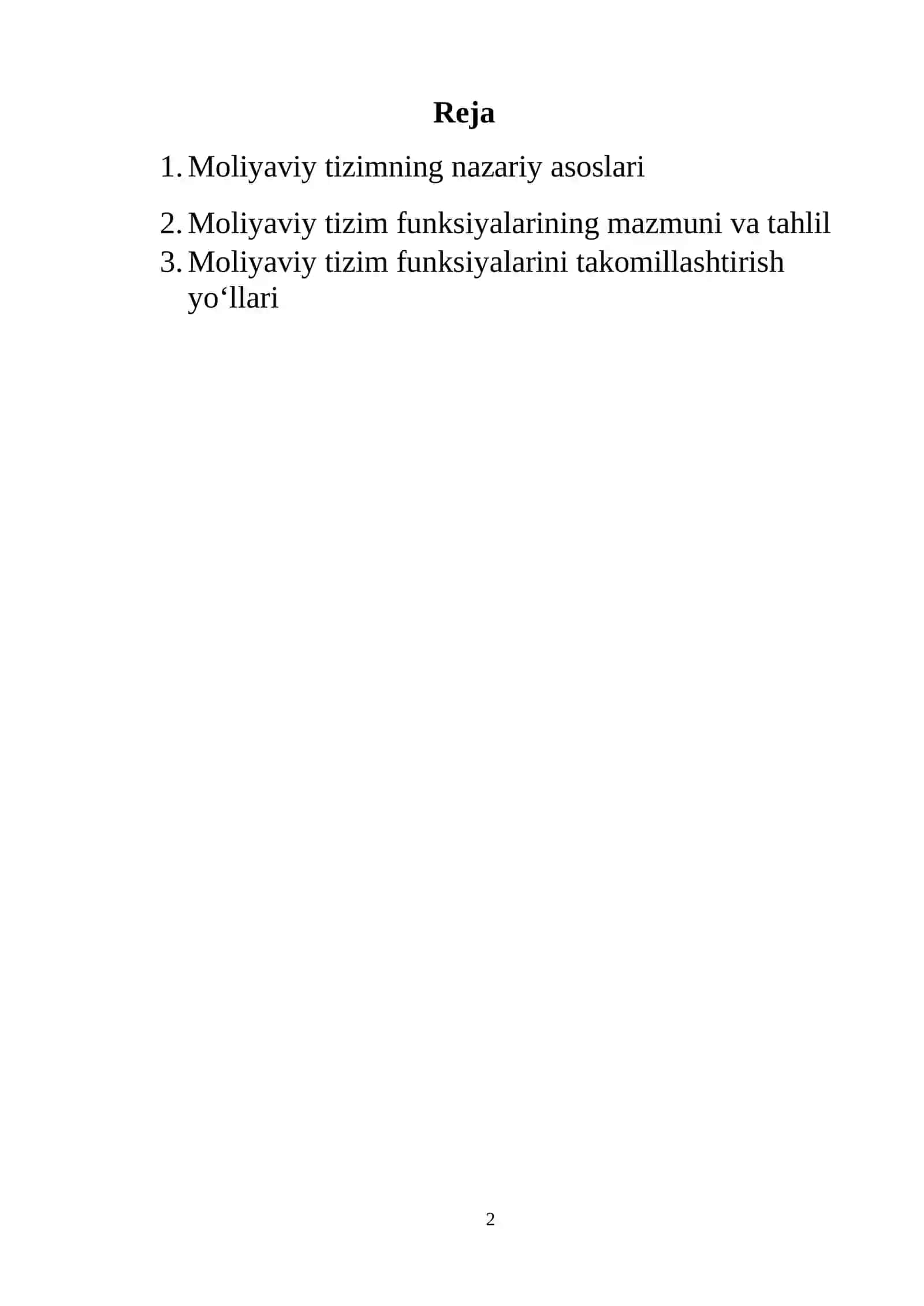 Moliyaviy tizim funktsiyalari 2