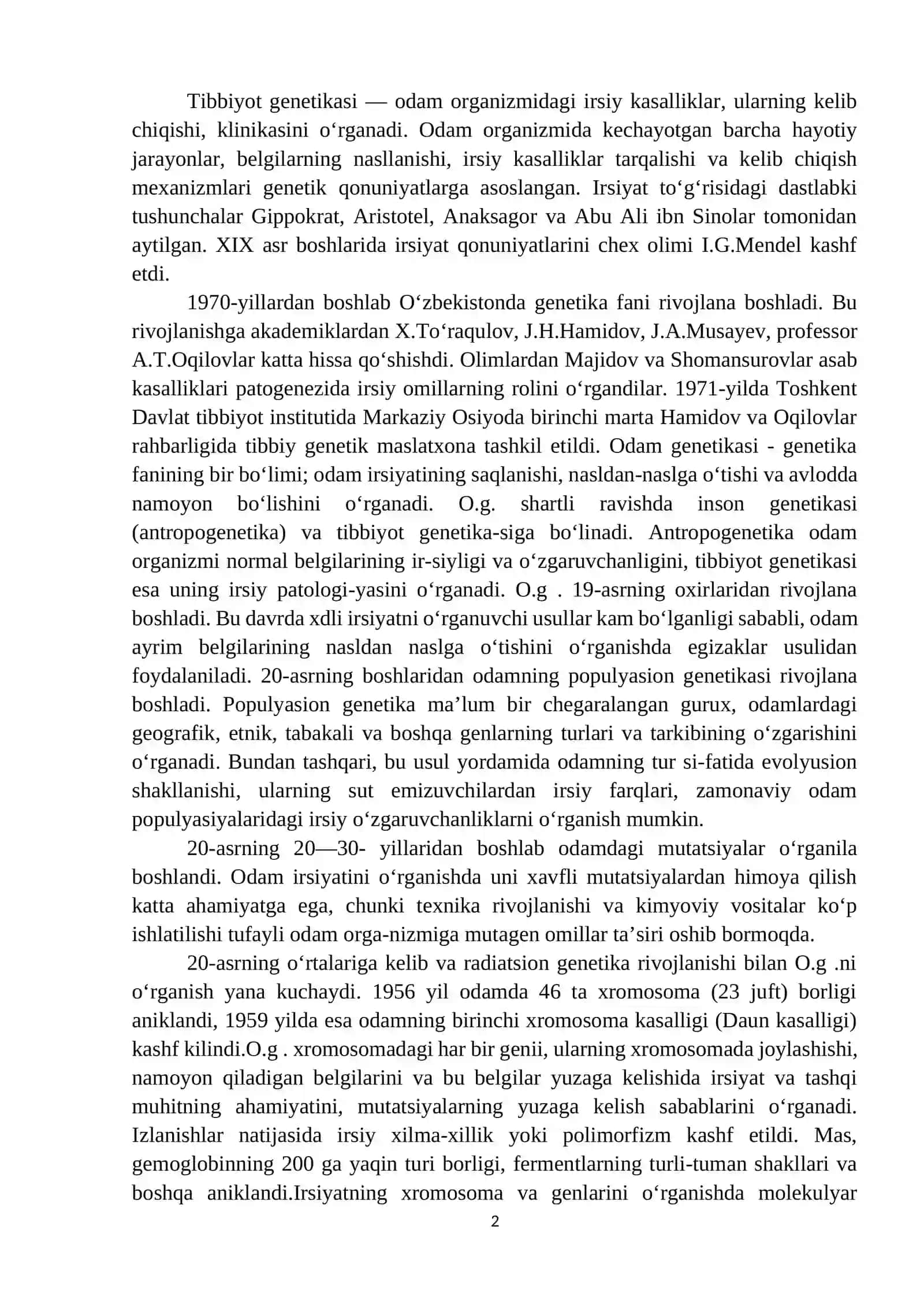 Tibbiyot genetikasi sohasidagi yutuqlar muommolar va istiqbollar haqida 2