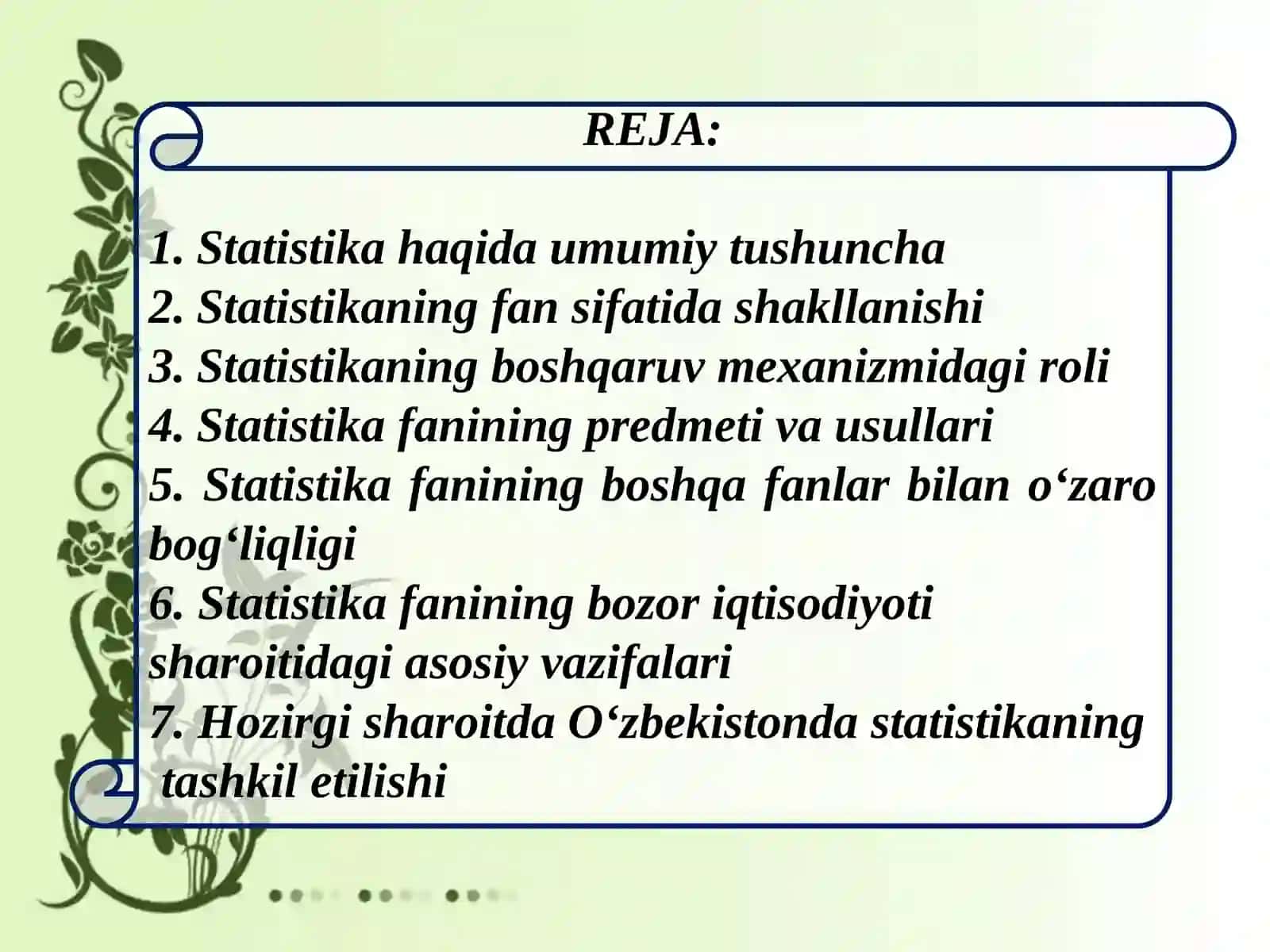 STATISTIKA FANINING PREDMETI VA USULLARI 2