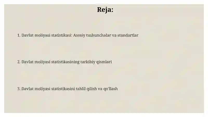 Davlat moliyasi statistikasi 2