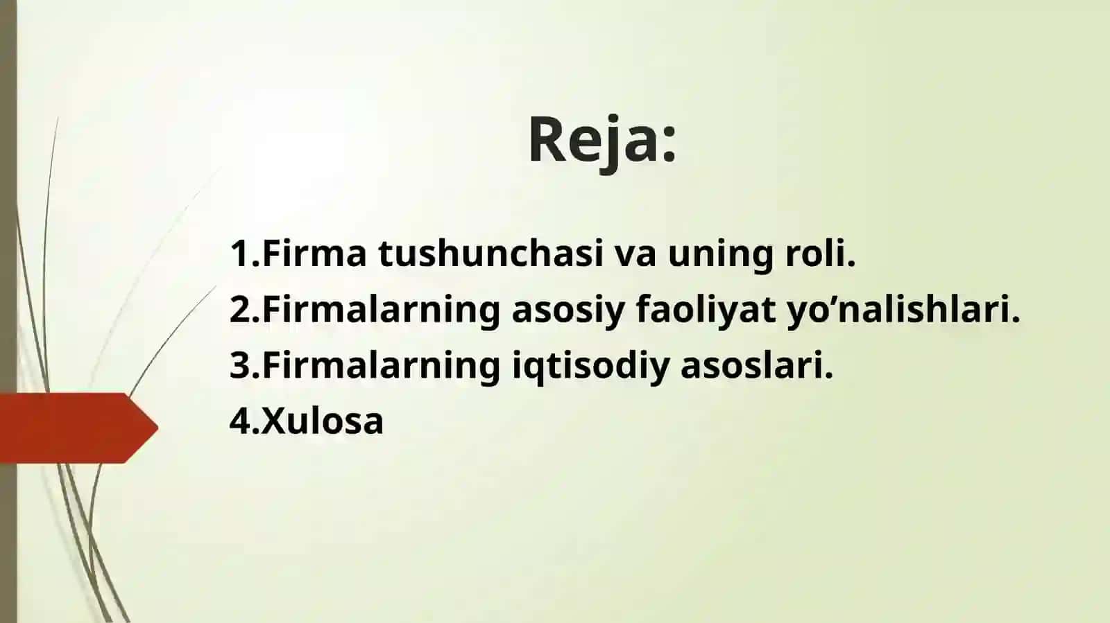 "Firma va ularning tashkiliy iqtisodiy asoslari" 2