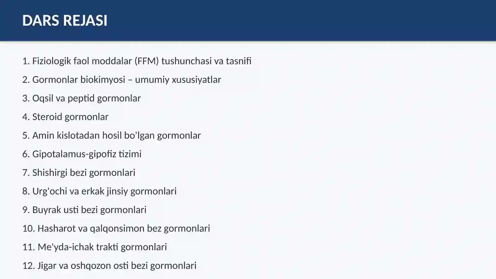 FIZIOLOGIK FAOL MODDALARVA ENDOKRIN TIZIMI BIOKIMYOSI 2