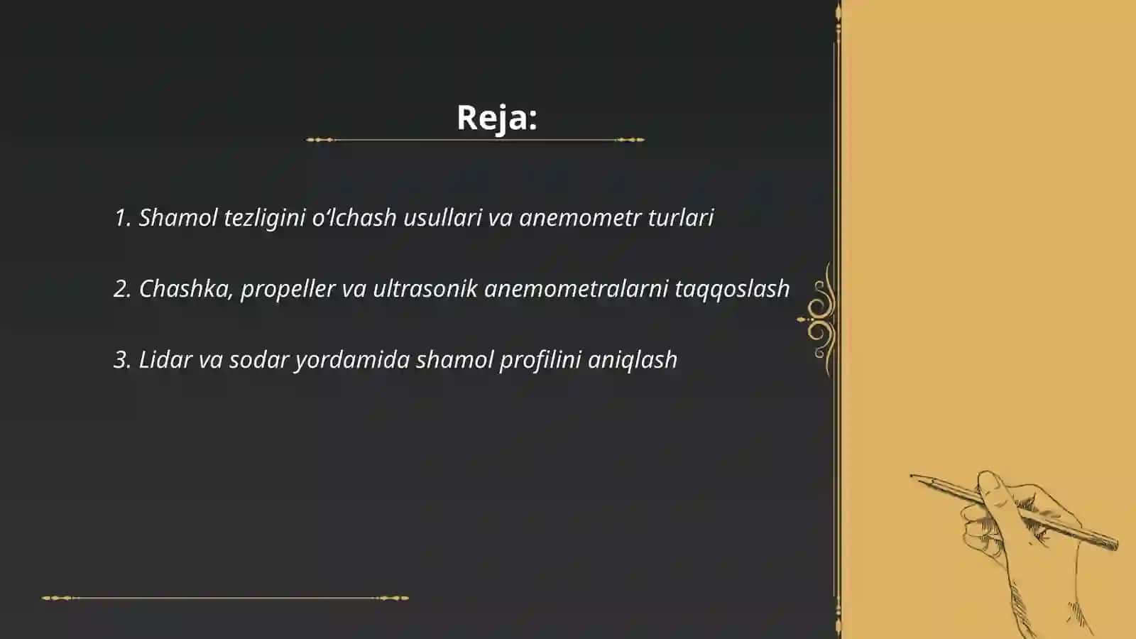 Shamolning tezlik xususiyatlarini aniqlash 2