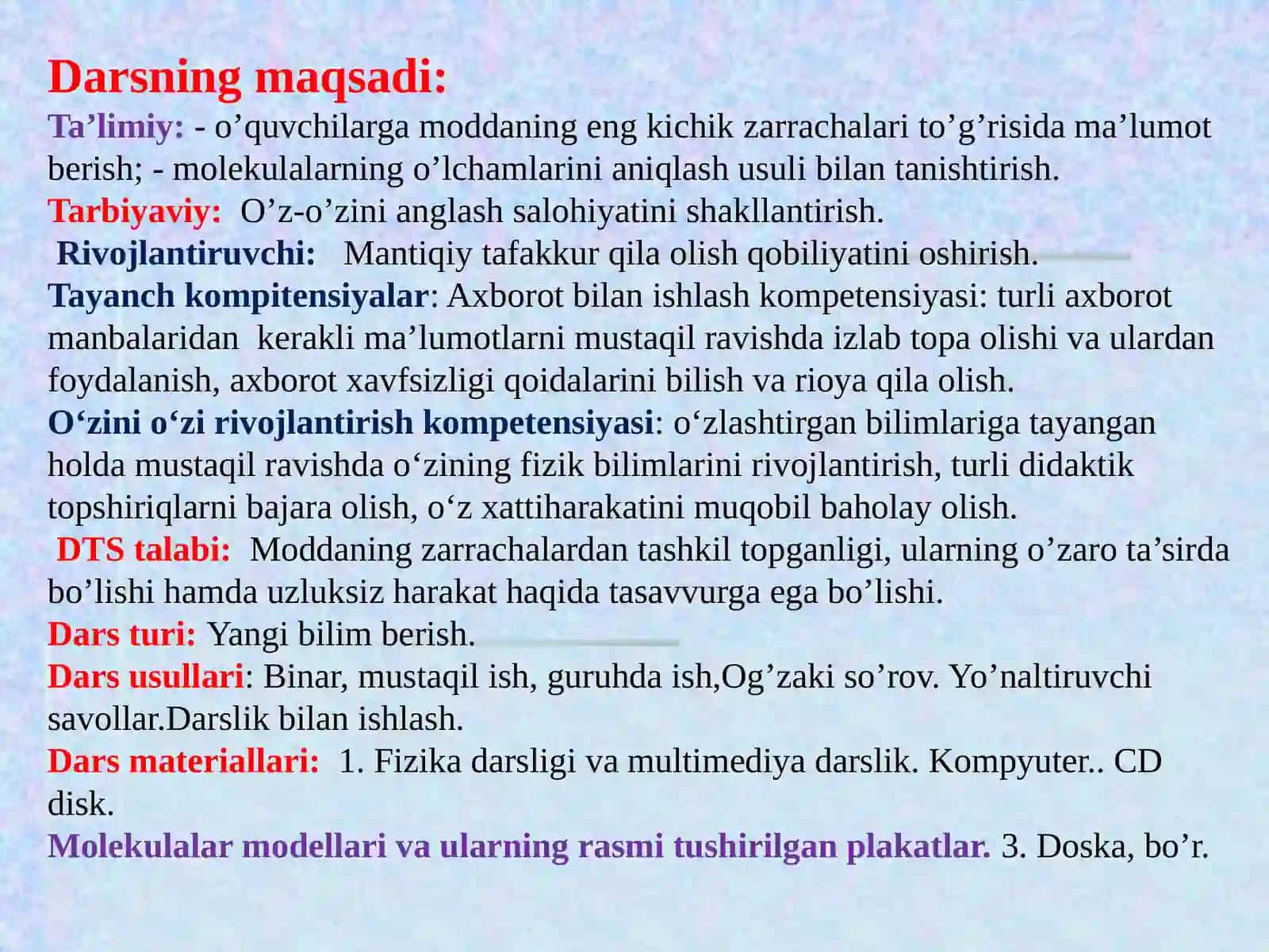 Molekulalar va ularning o'lchamlari 2