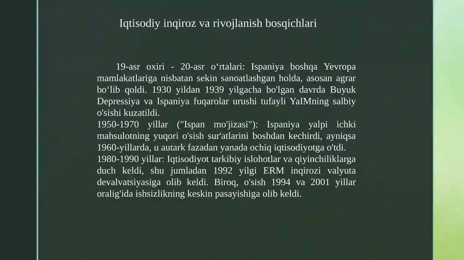 Iqtisodiy inqiroz va rivojlanish bosqichlari 2