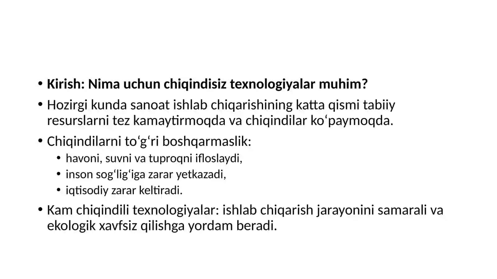 NEFT VA GAZ KIMYOSI HASANOV SAMARIDDINNING NEFT-GAZSANOATIDA EKOLOGIK HAVFSIZLIKFANIDAN TAYYORLAGAN TAQDIMOTI 2025-YIL 2