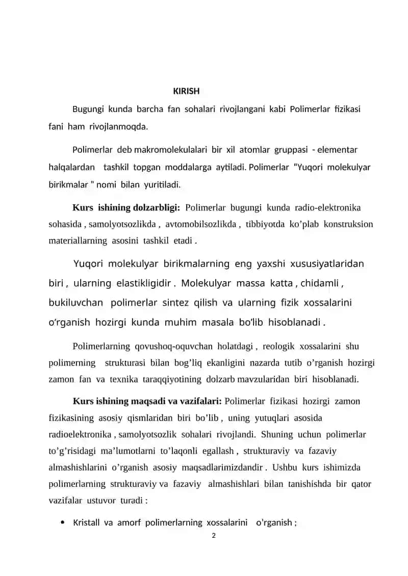 OQIM VA POLIMERLARNING   STRUKTURAVIY VA FAZAVIY ALMASHISHLARI. 2
