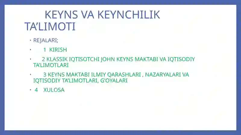 KEYNS VA KEYNCHILIK TA’LIMOTI 2