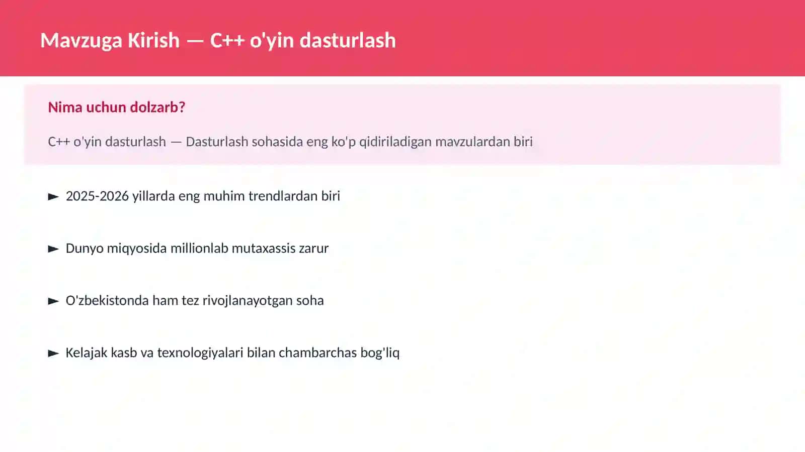 C++ VA TIZIM DASTURLASH 2
