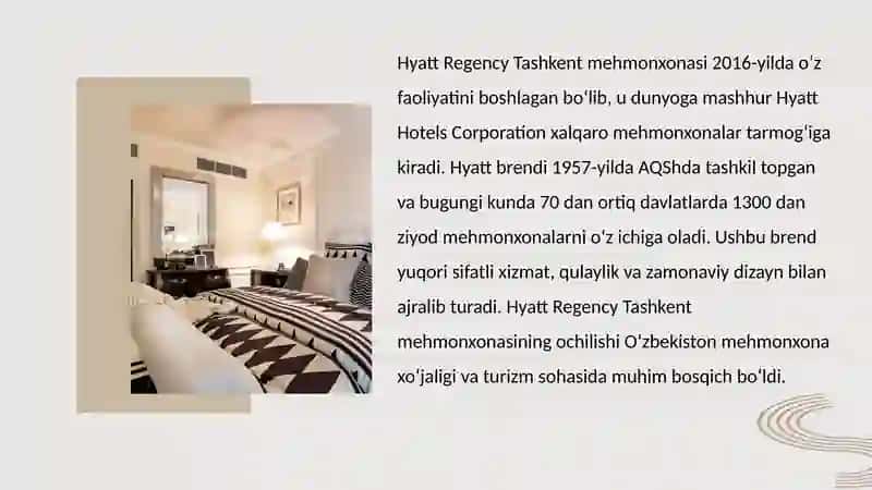 Hyatt Regency Tashkent mehmonxonasi 2