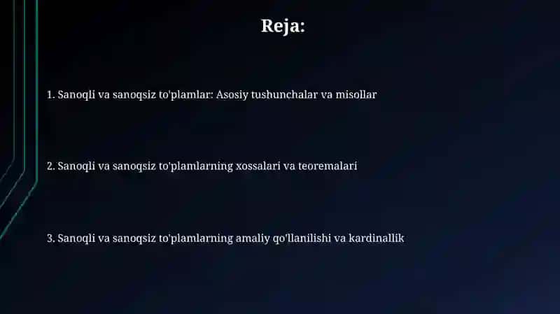 Sanoqli va sanoqsiz toʻplamlar 2