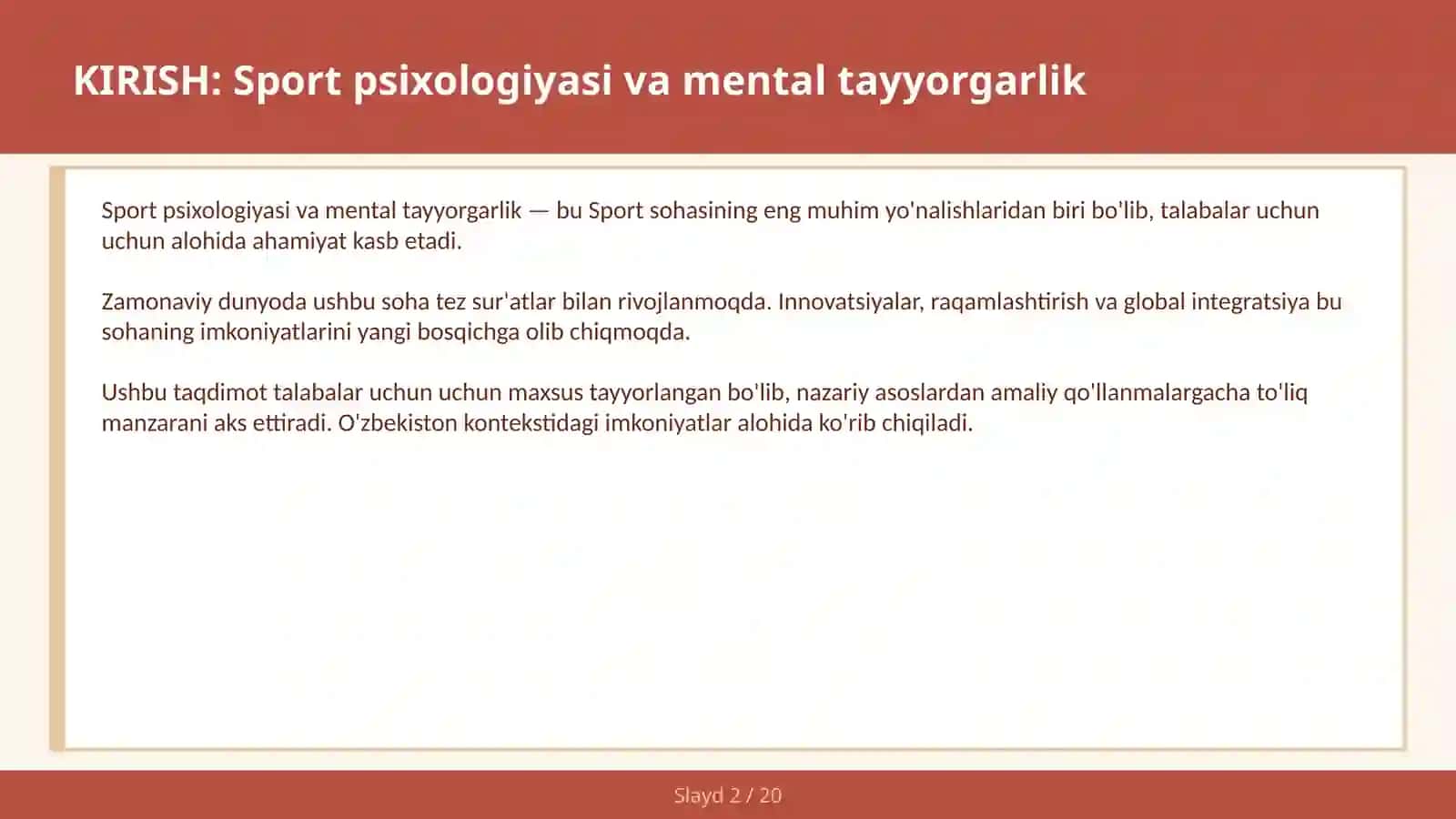 SPORT PSIXOLOGIYASI VA MENTAL TAYYORGARLIK 2