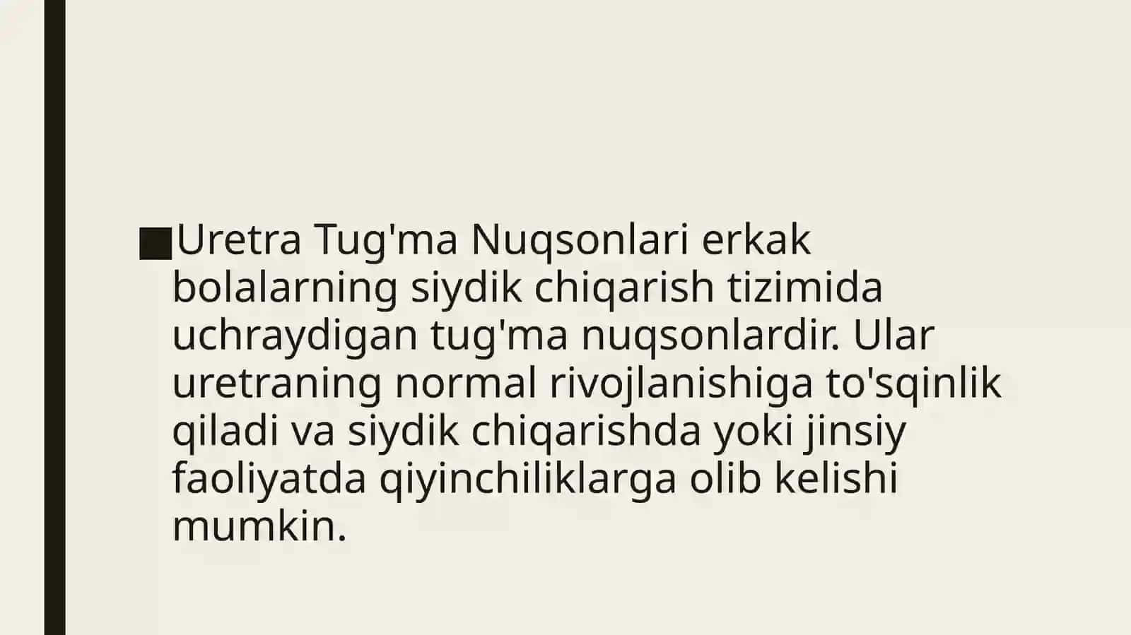 Uretra va moyaklar tug'ma nuqsonlari 2