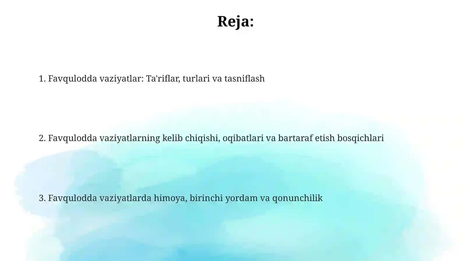 Favqulodda vaziyatlar va ularning tasnifi 2