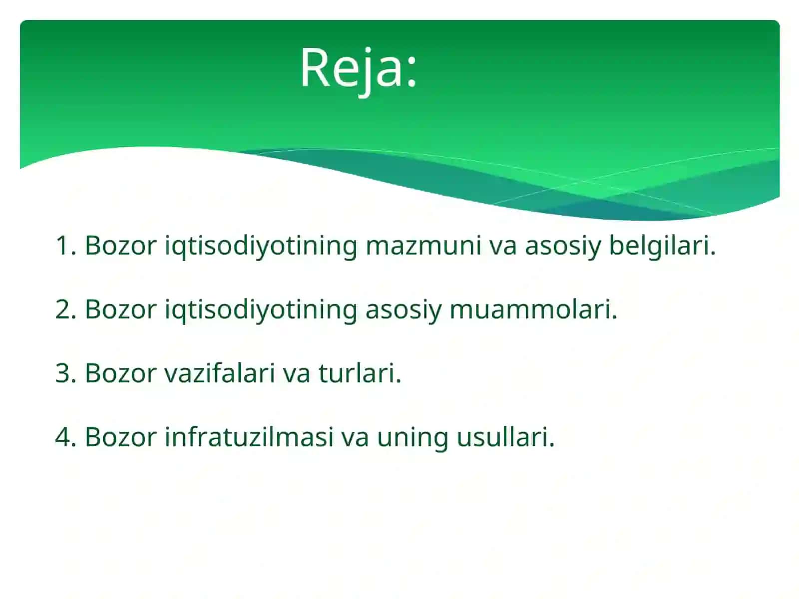 Bozor iqtisodiyotining mazmuni va amal qilishi 2