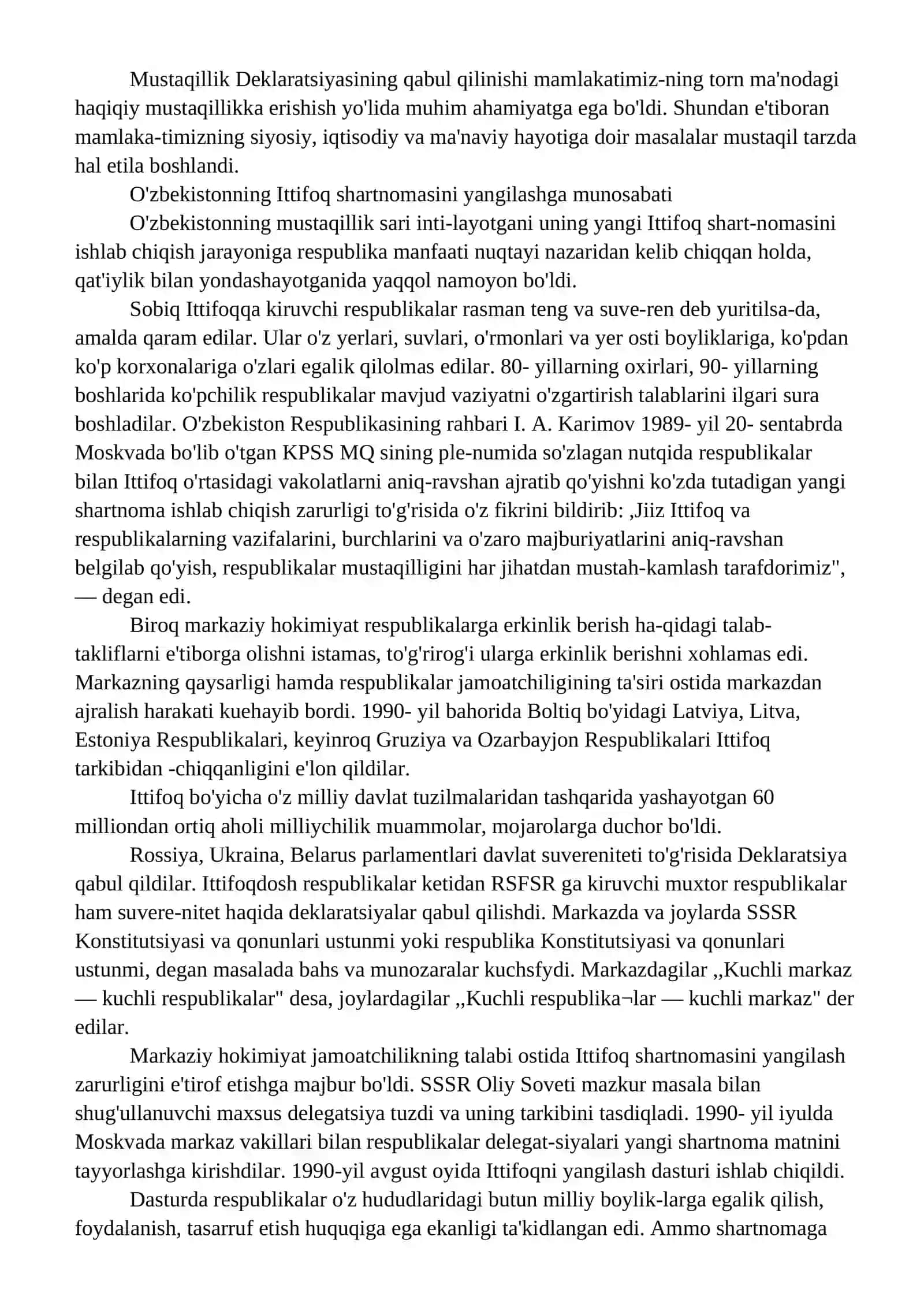 O'zbekiston Respublikasi Mustaqillik Deklaratsiyasi 2