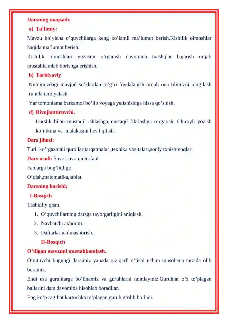 Mavzu:   Kishilik olmoshlari. das ishlanma 2
