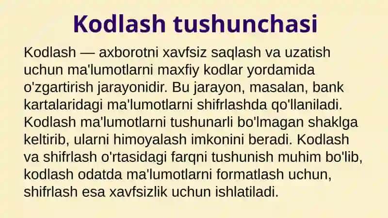 Kodlash va shifrlash 2