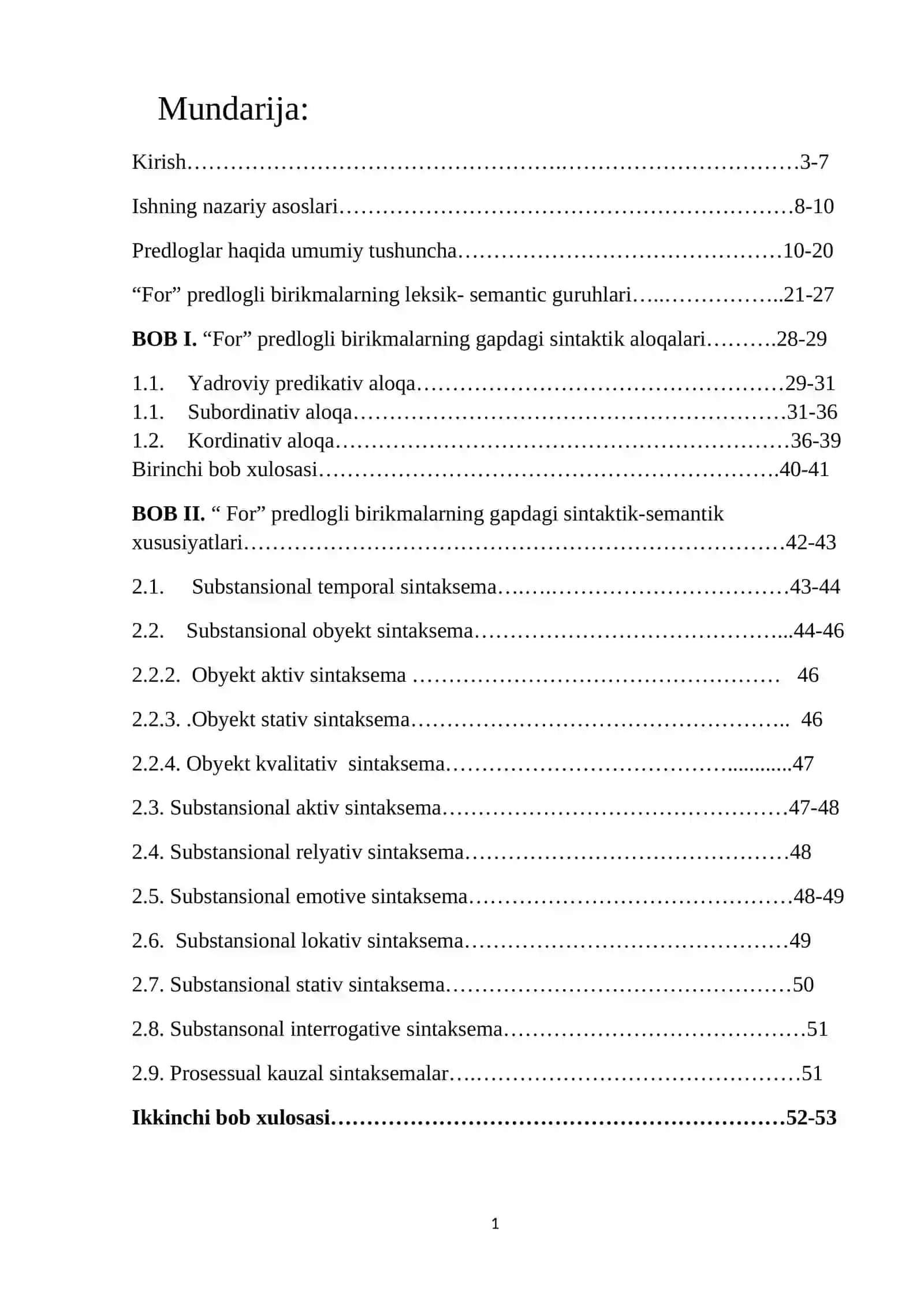“Hozirgi zamon ingliz tili gaplari strukturasida “for” predlogli birikmalarning sintaktik va sintaktik- semantik tahlili” 2