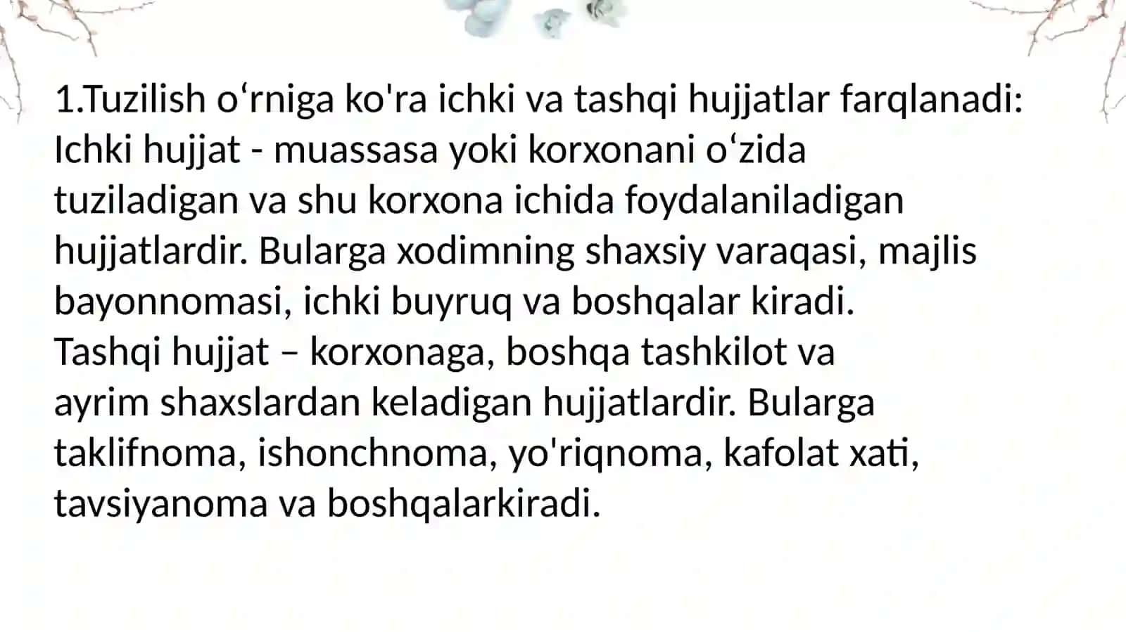 Ichki va tashqi hujjatlar 2