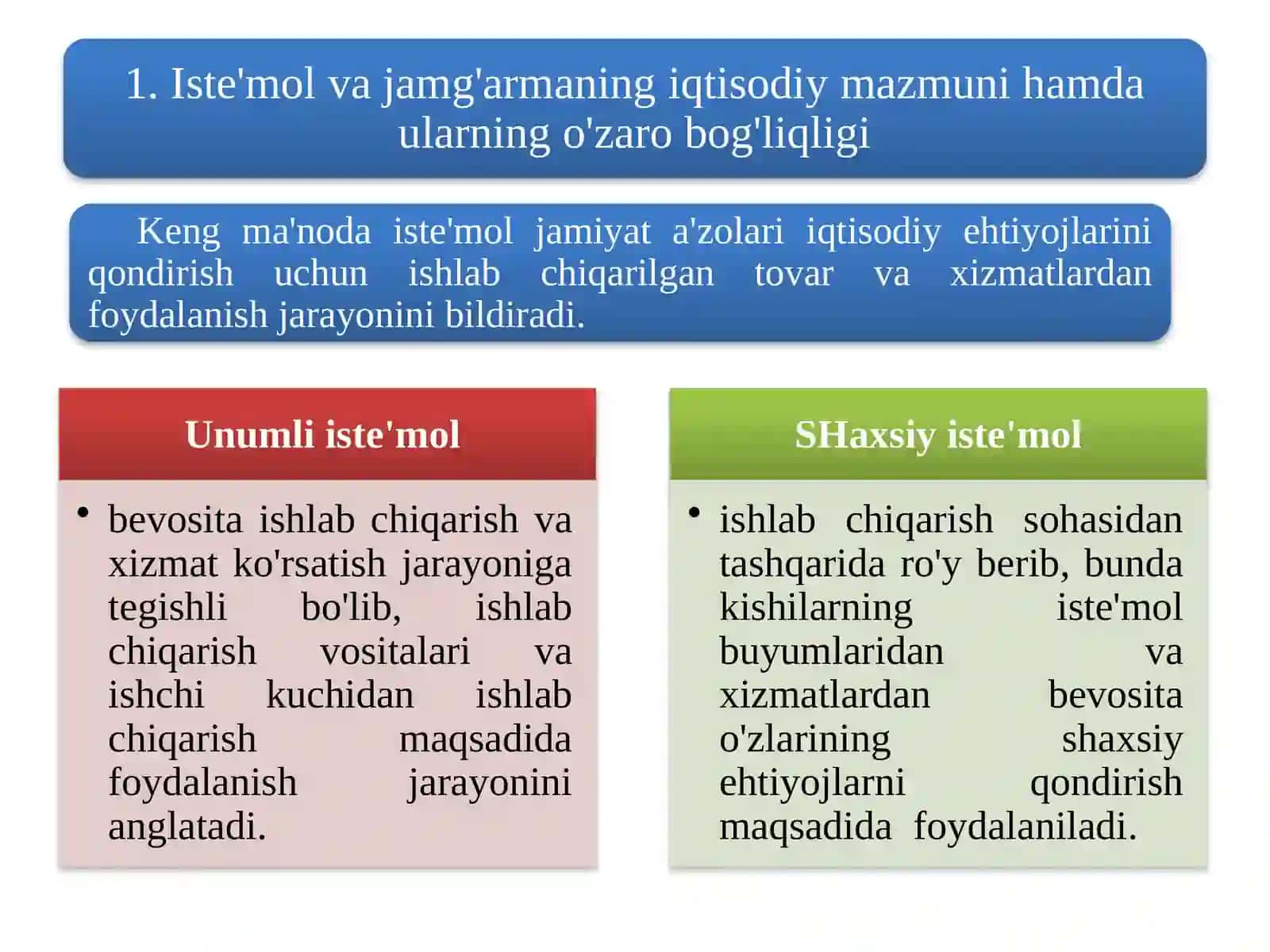 Iste'mol vajamg'armaning iqtisodiy mazmuni 2