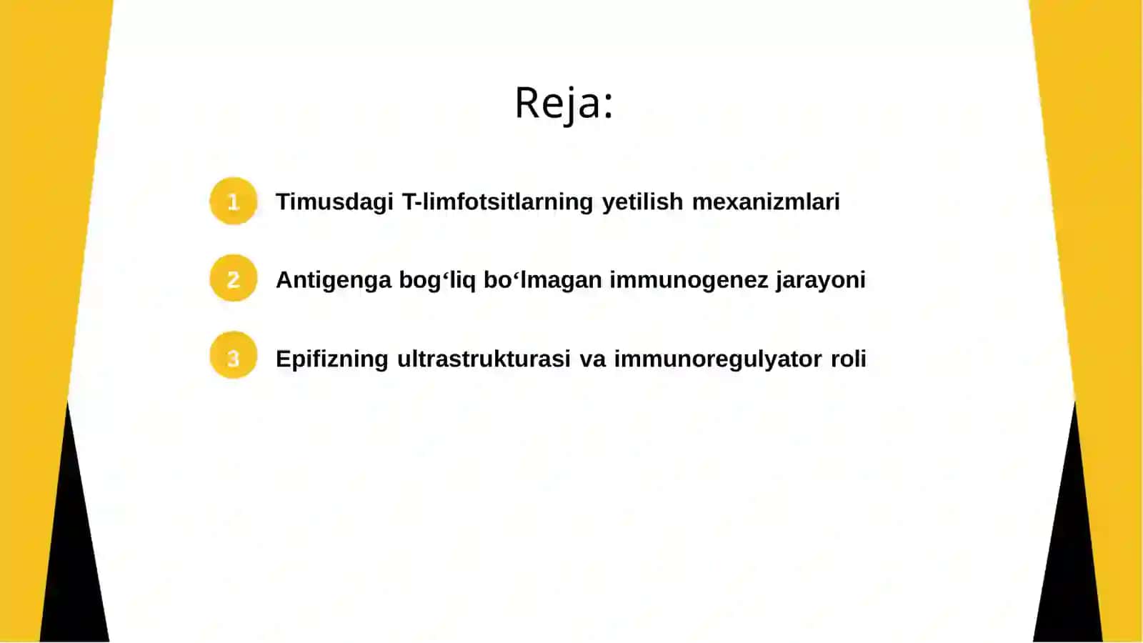 Timusdagi T-limfotsitlarning yetilish jarayoni (antigen ga bog'liq bo'lmagan immunogenez). Epifizning ultrastruktura sivasi va funktsiyalari 2