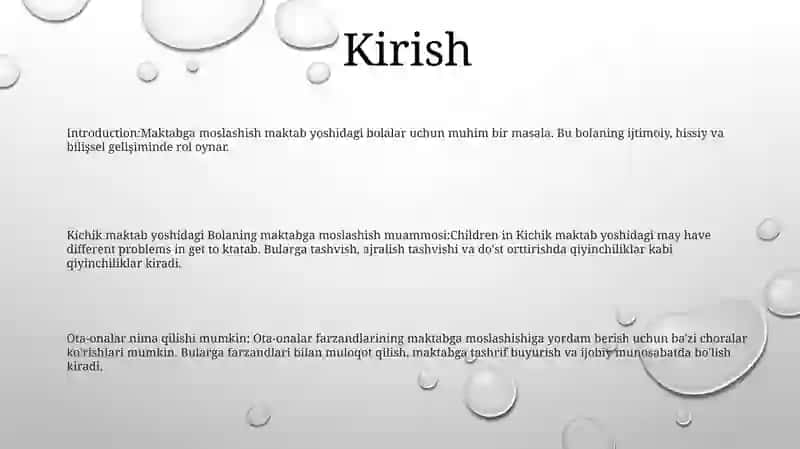 Kichik Maktab Yoshidagi Bolaning Maktabga Moslashish Muammosi 2