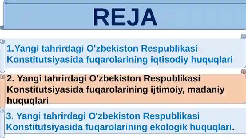 YangitahrirdagiO‘zbekiston Respublikasi Konstitutsiyasida fuqarolarning iqtisodiy, ijtimoiy, madaniy va ekologik huquqlari 2
