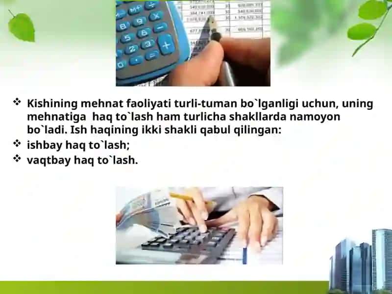 MEHNATGA HAQ TO`LASH SHAKLLARI VA TIZIMI 2