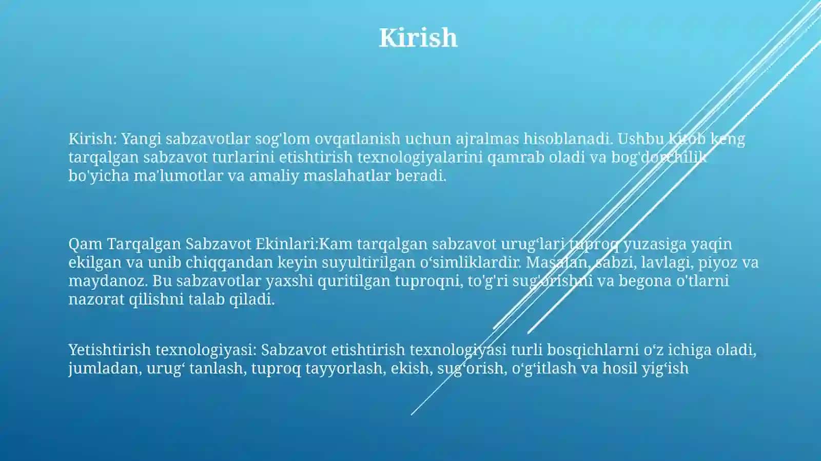 Kam Tarqalgan Sabzavot Ekinlari Turlari Yetishtirish Texnologiyasi 2