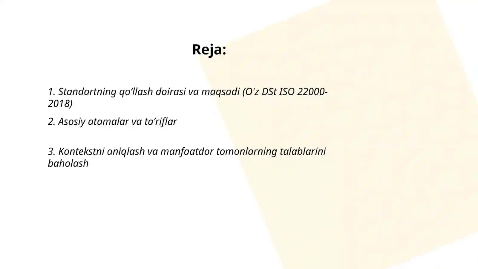 O´z DSt ISO 22000-2018 standart talablari 2