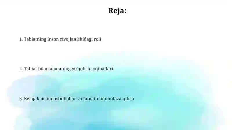 Tabiatning inson rivojlanishidagi roli 2