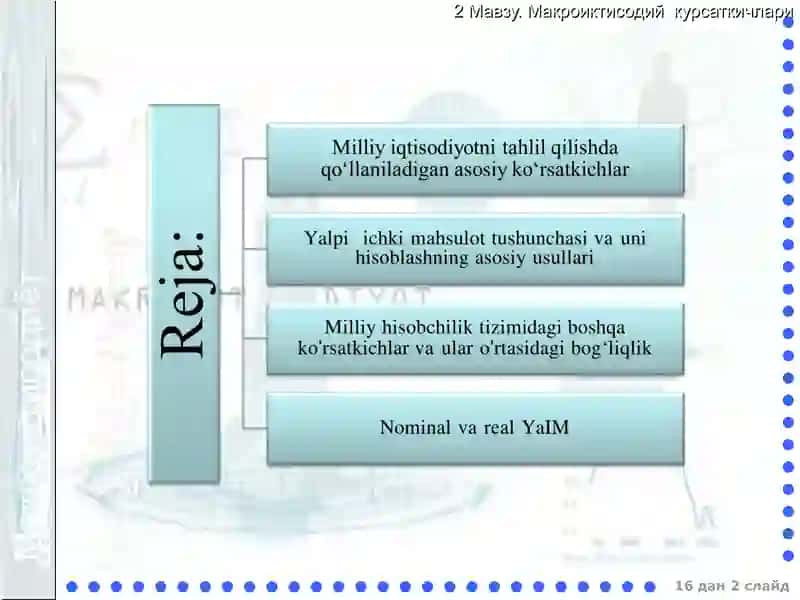 Asosiymakroiqtisodiy ko’rsatkichlar 2