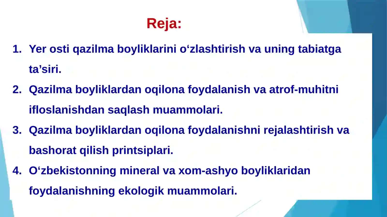 FAN: TABIIY RESURSLARDAN OQILONA FOYDALANISH 2