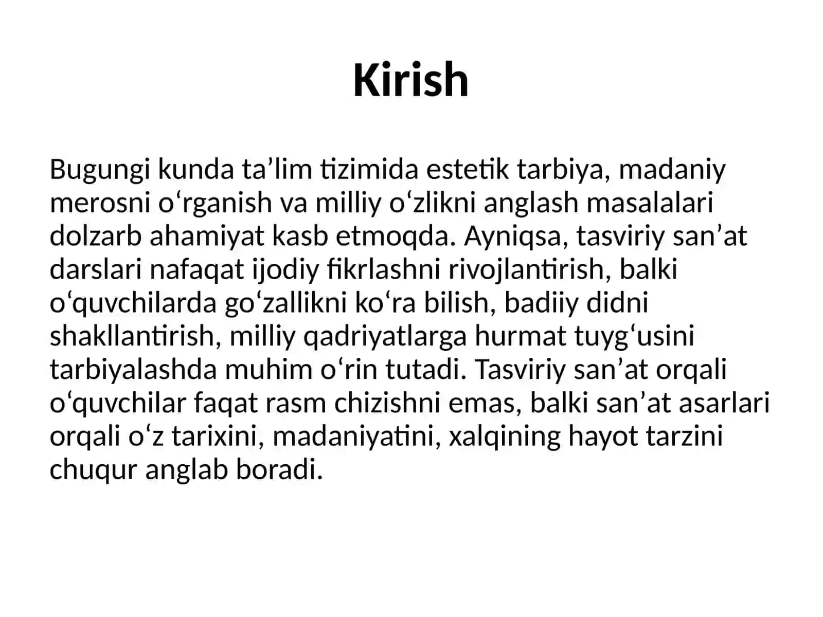 Tasviriy sanʼat darslarida Oʻzbekiston rassomlarining ijodini oʻrgatish metodikasi 2