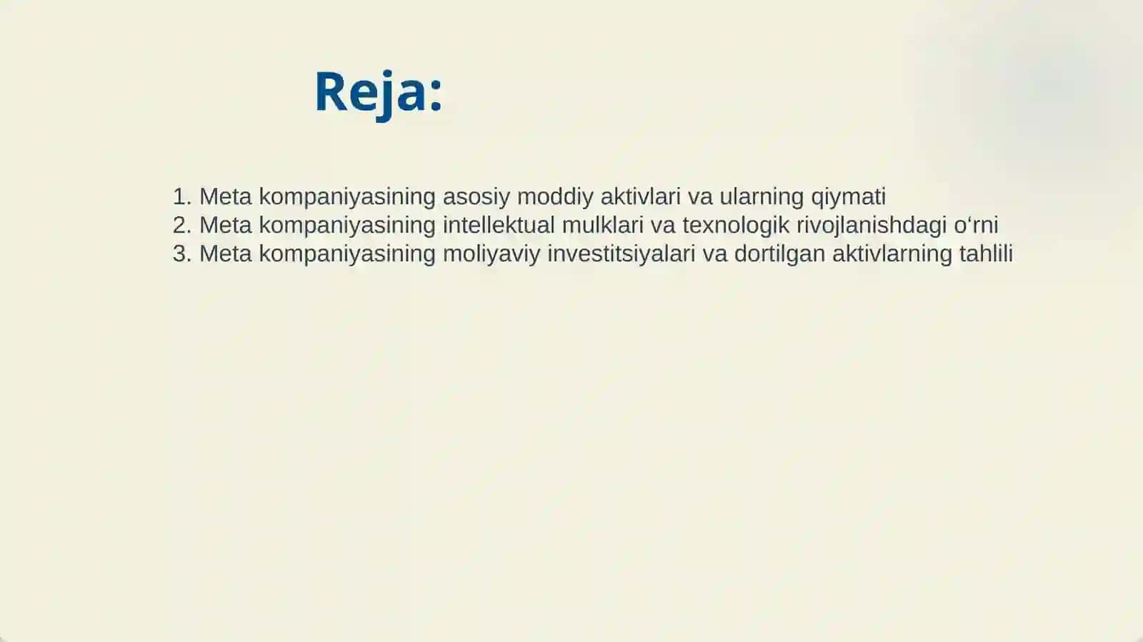 META KOMPANIYASI AKTIVLARI HAQIDA 2