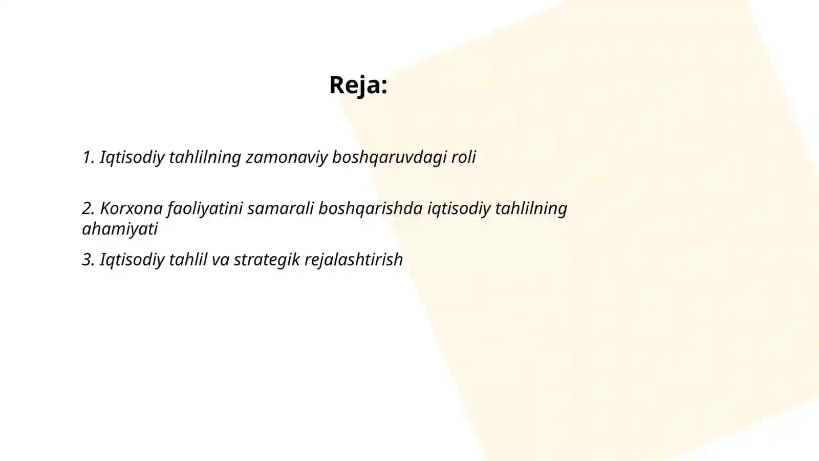 Iqtisodiy tahlilning zamonaviy boshqaruvdagi roli, o'rni va ahamiyati 2