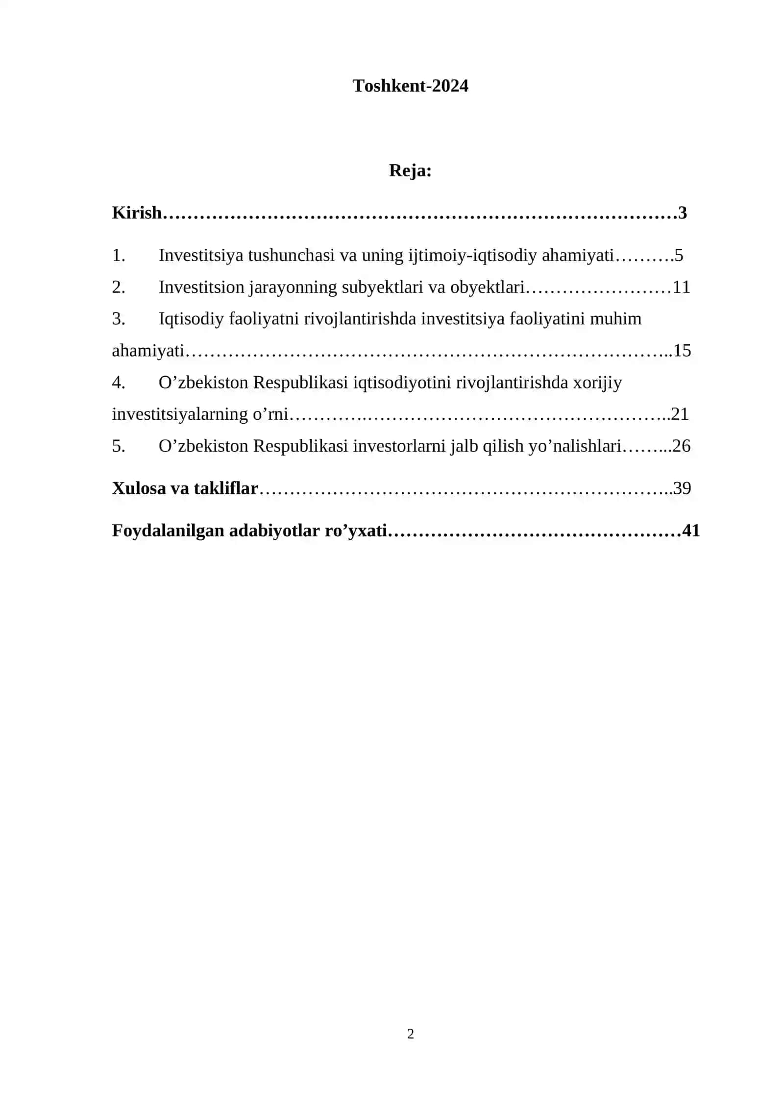 O’zbekiston Respublikasining Investitsion faoliyati 2