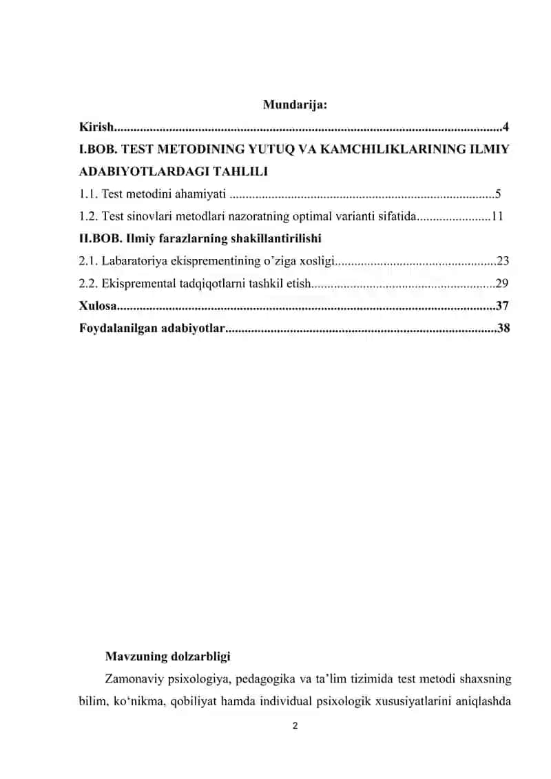 Test metodining yutuq va kamchiliklari 2