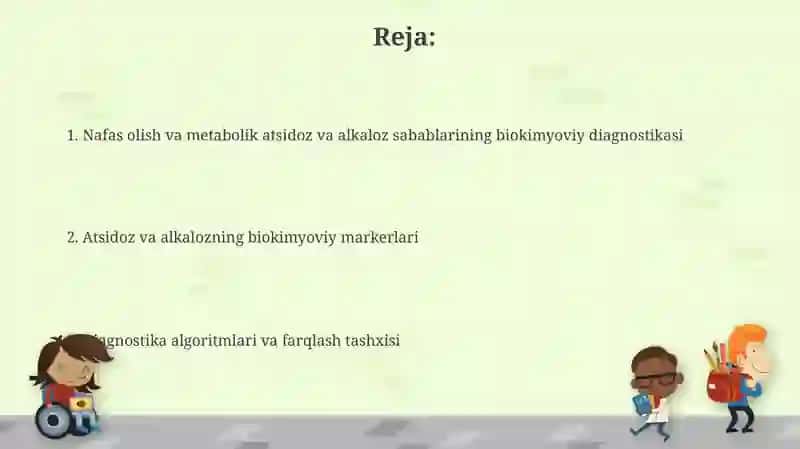 Nafas va metabolik atsidoz va alkalozlarni kelib chiqishi biokimyoviy tashxisi 2