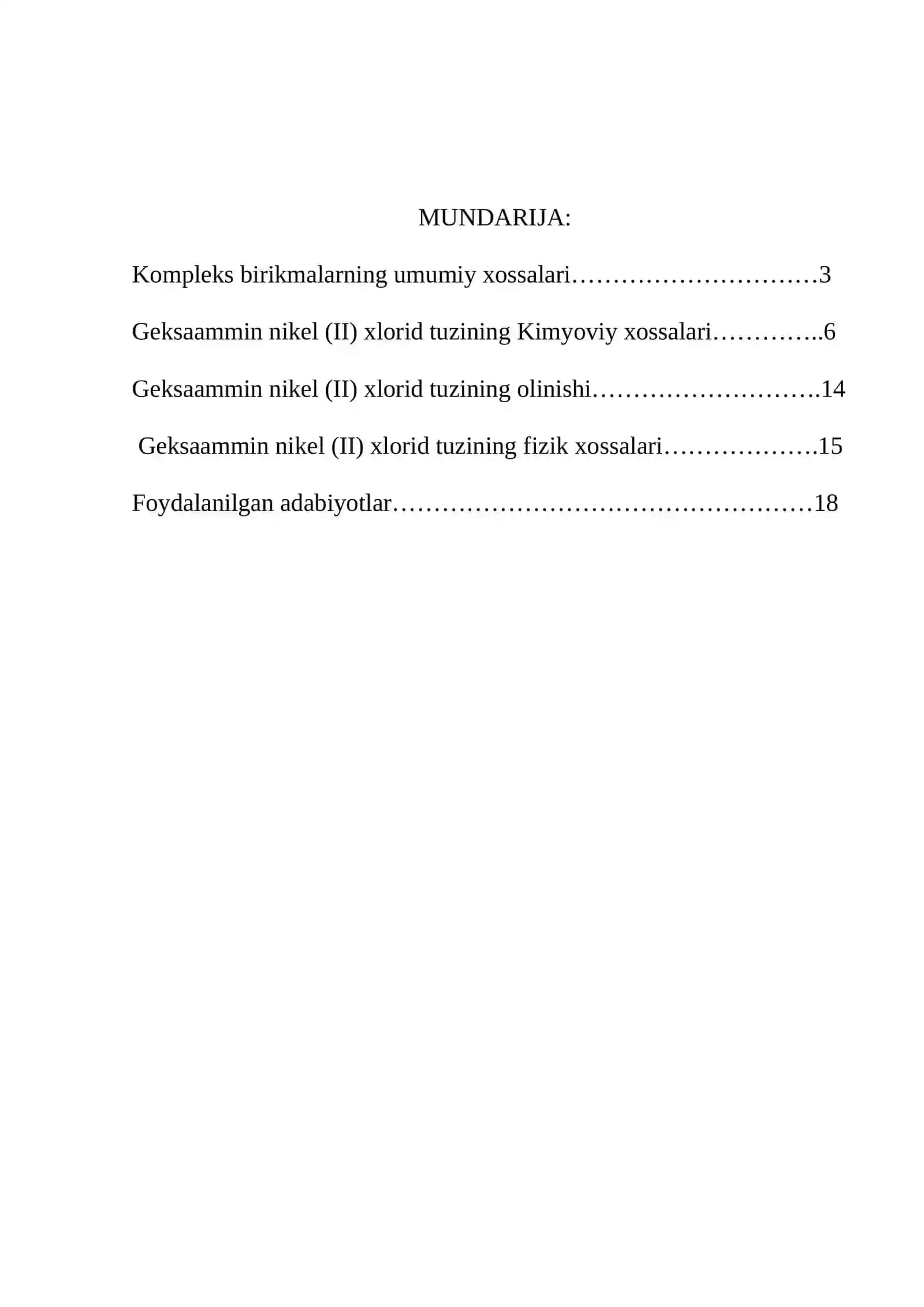 Geksaaminnikel(II)xlorid tuzining olinishi va xossalari 2