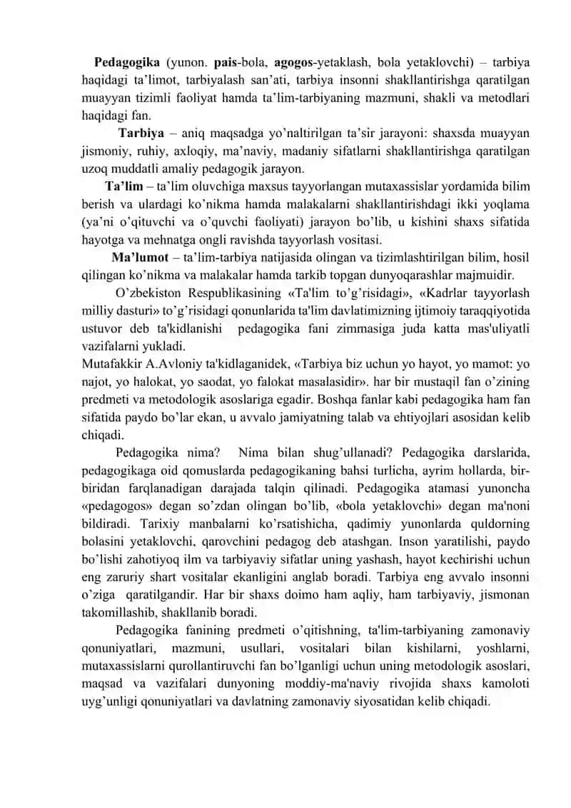 Boshlang’ich ta’lim pedagogikasi fanining predmeti maqsadi vazifasi ilmiy tadqiqot metodlari 2