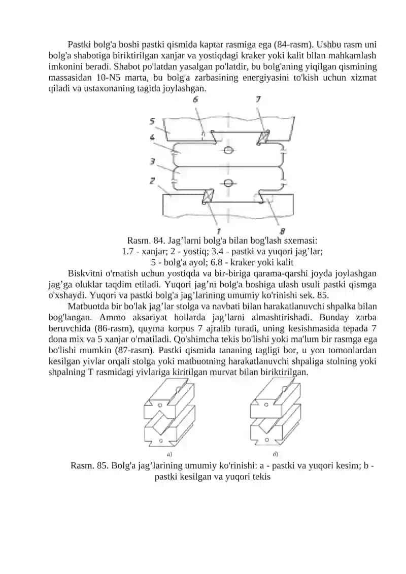 11-Tajriba ishi. Bolg’alash mashinasining asboblari va elementlarini ish funksiyasini o`rganish 2