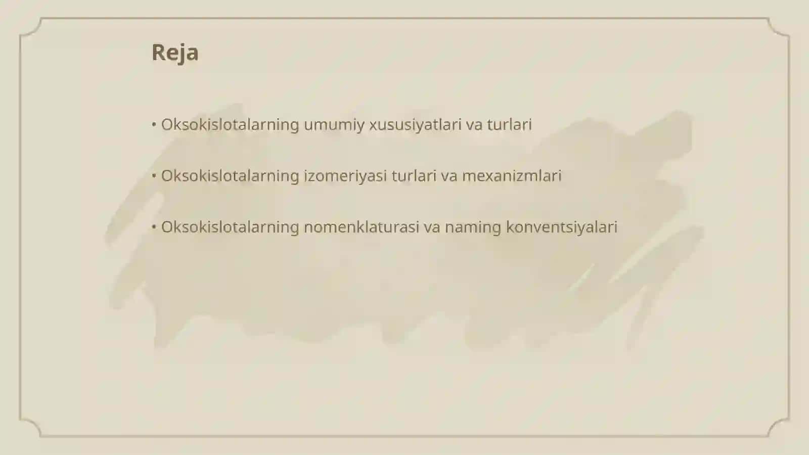Oksokislotalarning izomeriyasi, nomenklaturasi. Atsetosirka efiri asosida sintezlar 2