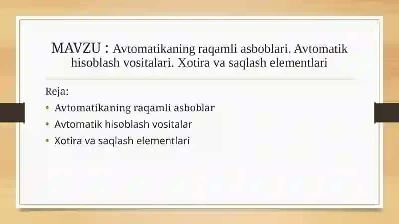 Avtomatikaning raqamli asboblari 2